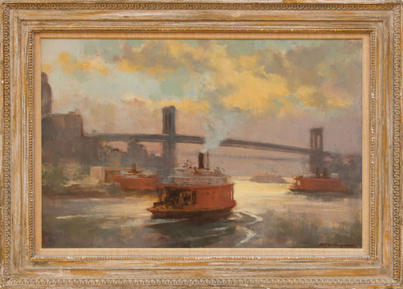 Appraisal: HENRY R BALLINGER - THE EAST RIVER Oil on canvas