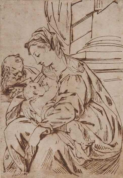 Appraisal: Manner of Luca Cambiasi The Holy Family pen and ink