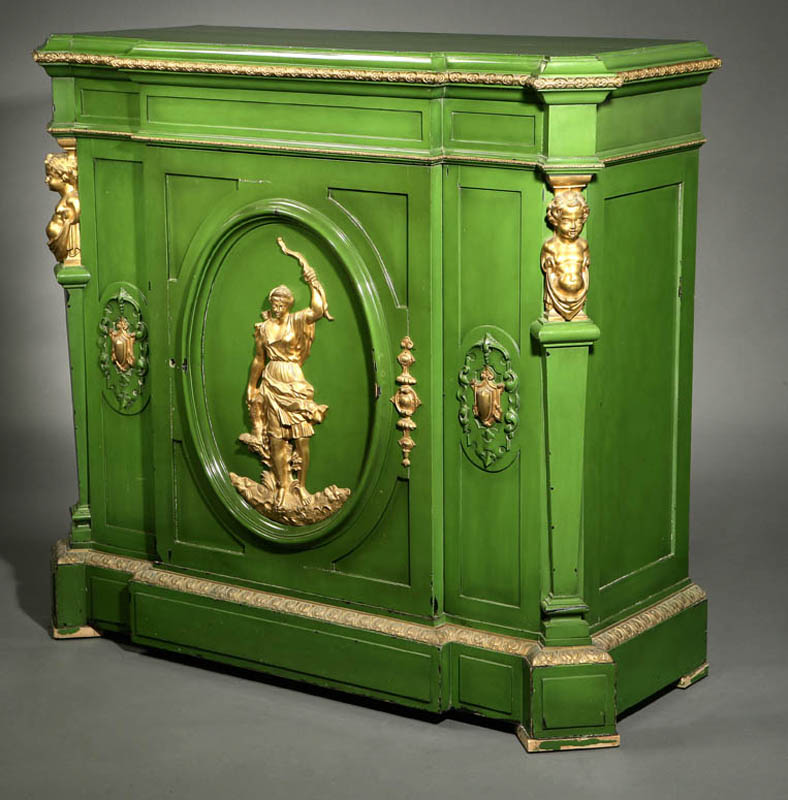 Appraisal: A Louis XVI style ormolu green painted cabinet A Louis