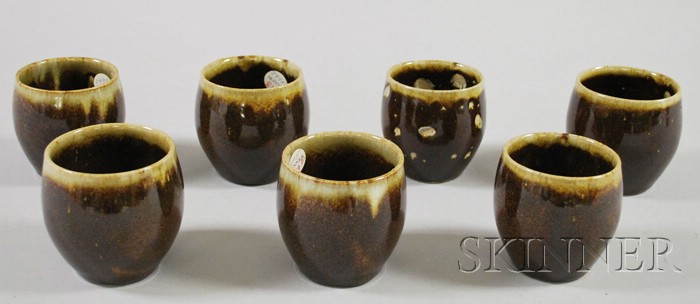 Appraisal: Set of Seven Nancy Sweezy Glazed Pottery Cups for Jugtown