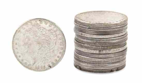 Appraisal: Fourteen U S Morgan Silver Dollars comprising -S soldered hole