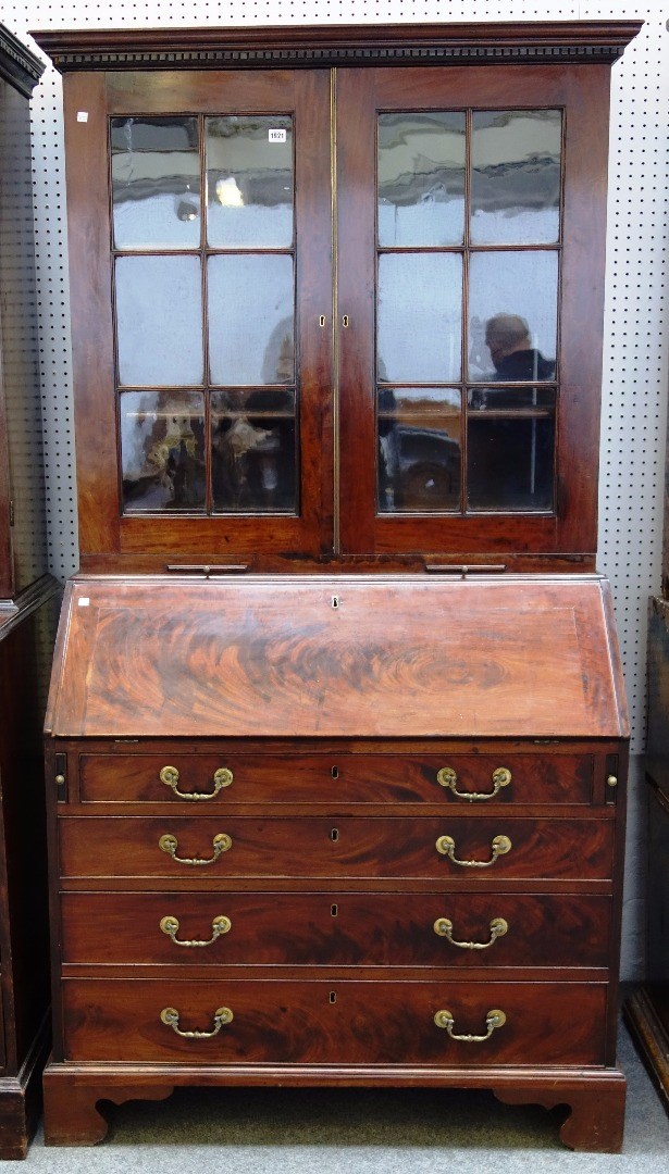 Appraisal: A George III mahogany bureau bookcase the pair of astragal