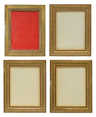 Appraisal: lot of Persian Khatam frames each showing multi-color wood metal