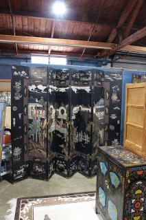 Appraisal: Chinese Coromandel Large Eight Panel Screen Chinese Coromandel eight panel