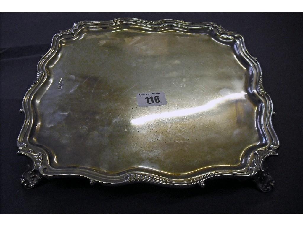 Appraisal: Good Walker Hall squared salver the wavy fan border on