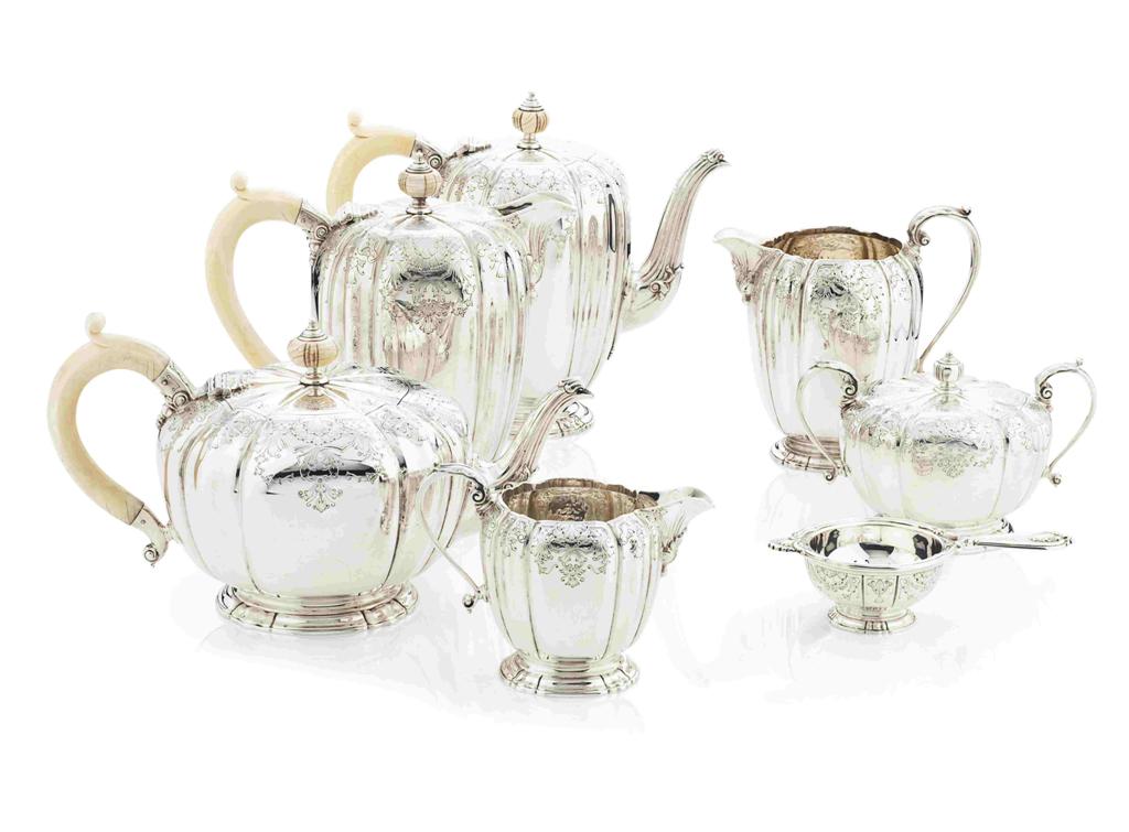 Appraisal: YGARRARD Co - A fine silver eight piece tea and