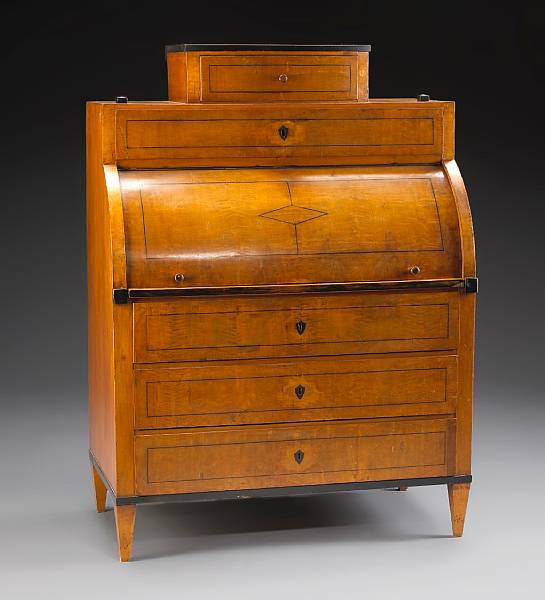 Appraisal: A Biedermeier birch cylinder desk second quarter th century height