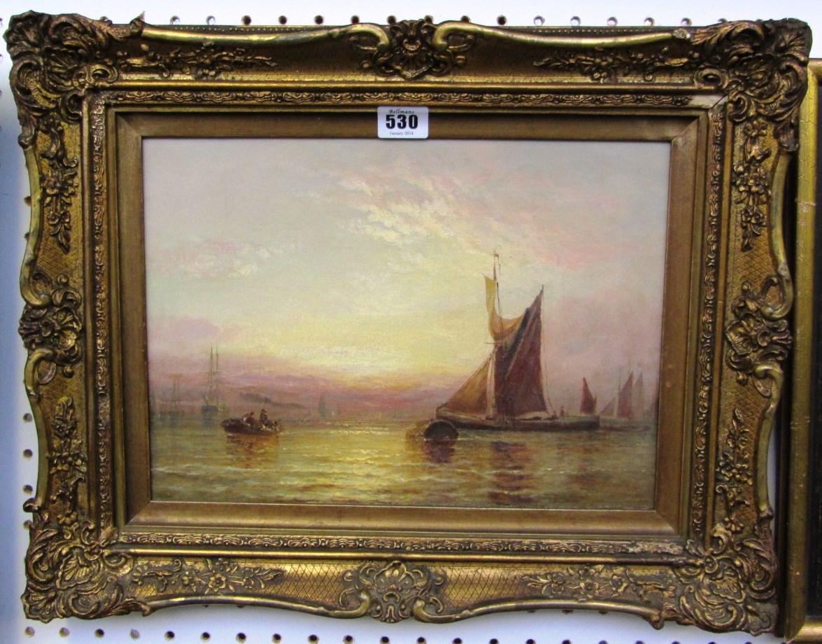 Appraisal: George Stainton - Vessels at sunset oil on canvas signed