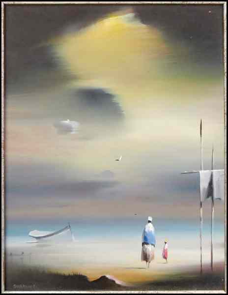 Appraisal: P WATSON TH CENTURY YELLOW SKY Oil on panel signed