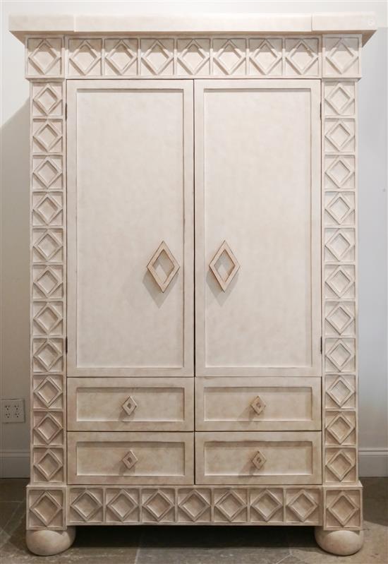 Appraisal: Sale Lot A Cream-Painted Carved Wood Armoire th century having