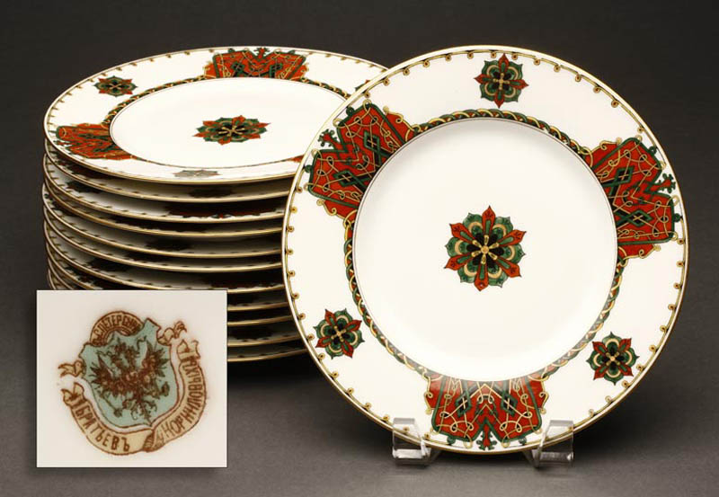 Appraisal: Twelve Russian Kornilov Brothers dessert plates Twelve Russian Kornilov Brothers