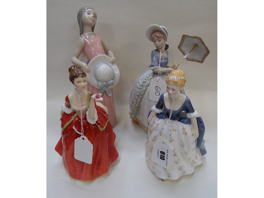 Appraisal: Two Royal Doulton figures 'Flower of Love' HN and Alison