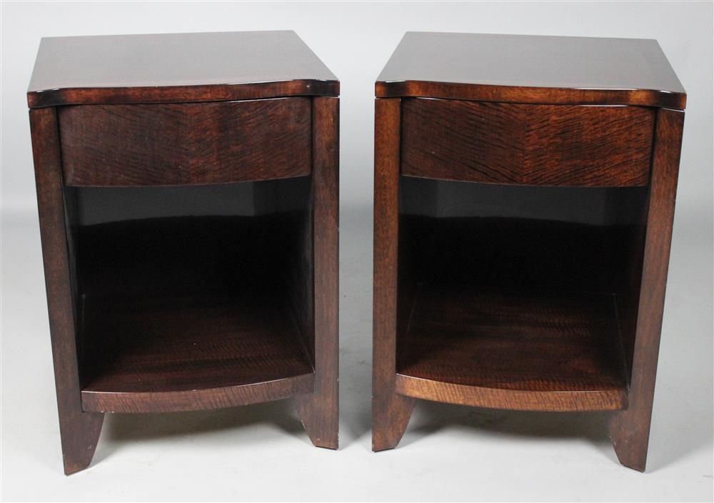 Appraisal: PAIR OF CONTEMPORARY MAHOGANY STAINED BEDSIDE CABINETS POSSIBLY SATINWOOD ESTATE