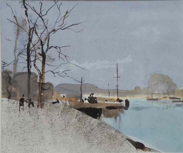 Appraisal: Attributed to Rowland Hilder British - By a river watercolour