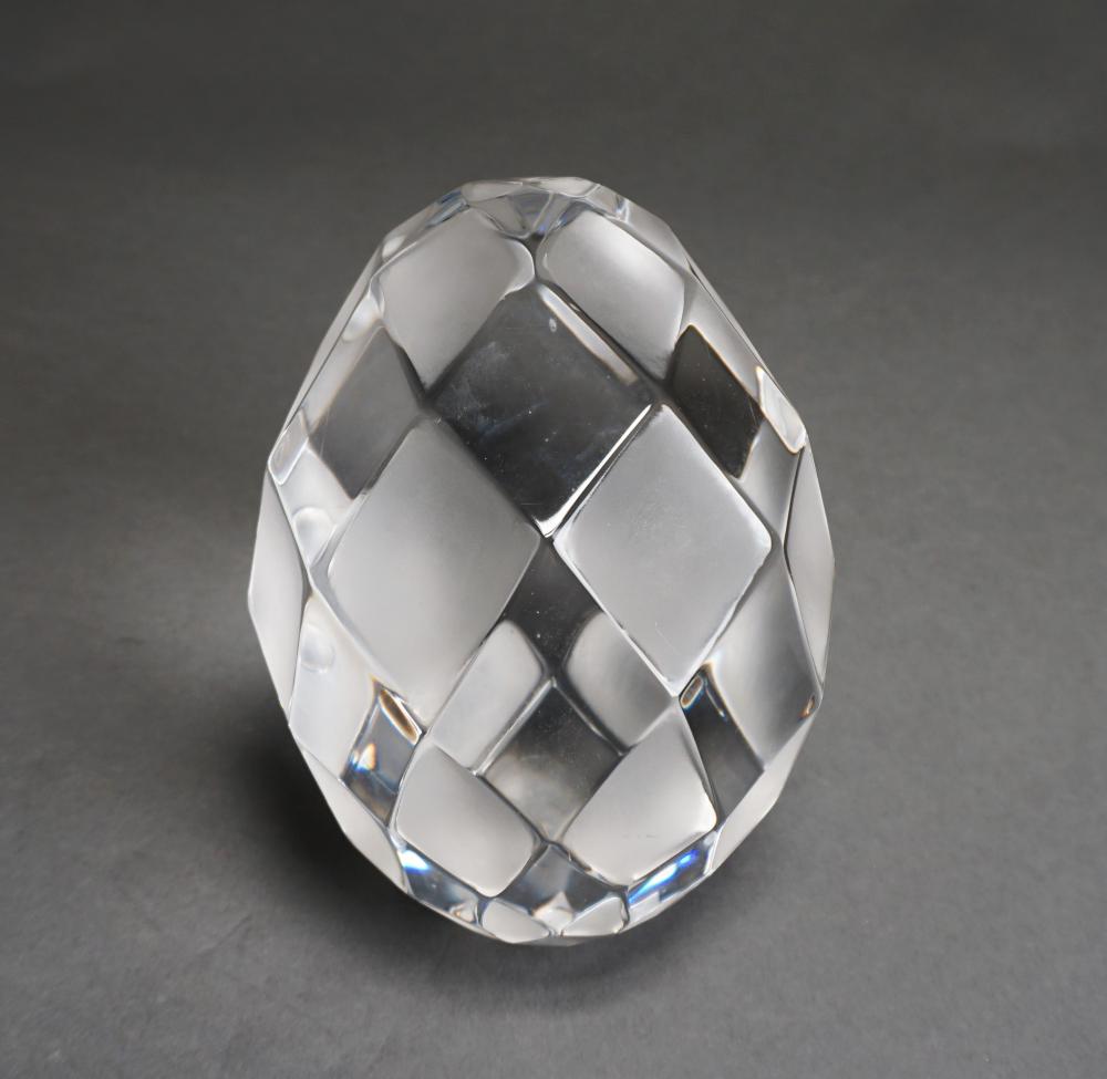 Appraisal: ORREFORS CRYSTAL PARTIAL FROSTED FACETED EGG L IN CM Orrefors