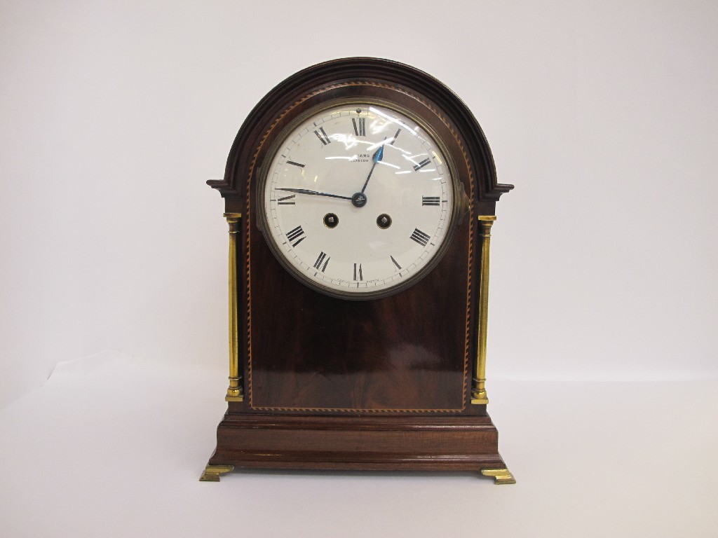 Appraisal: Edwardian mantel clock with inlaid decoration brass columns and white