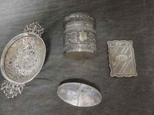 Appraisal: Sterling and or Silver Assorted Items An English Georgian pill