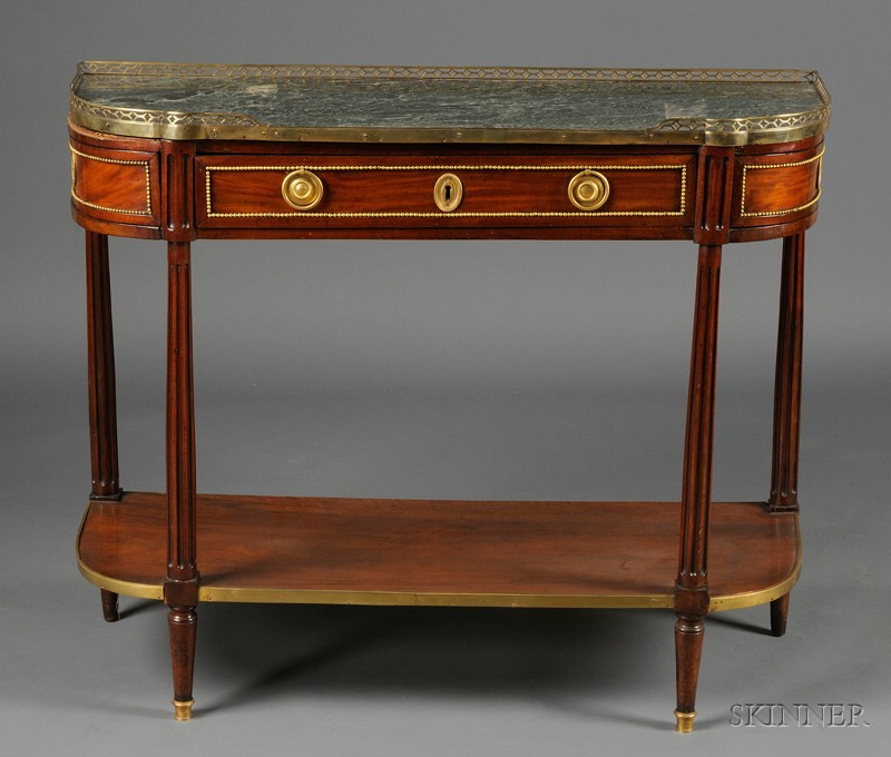 Appraisal: Louis XVI Brass-mounted and Marble-top Mahogany Console c with shaped