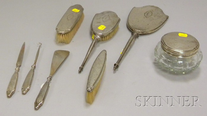 Appraisal: Eight-Piece Webster Co Sterling-mounted Dresser Set hairbrush hand mirror two