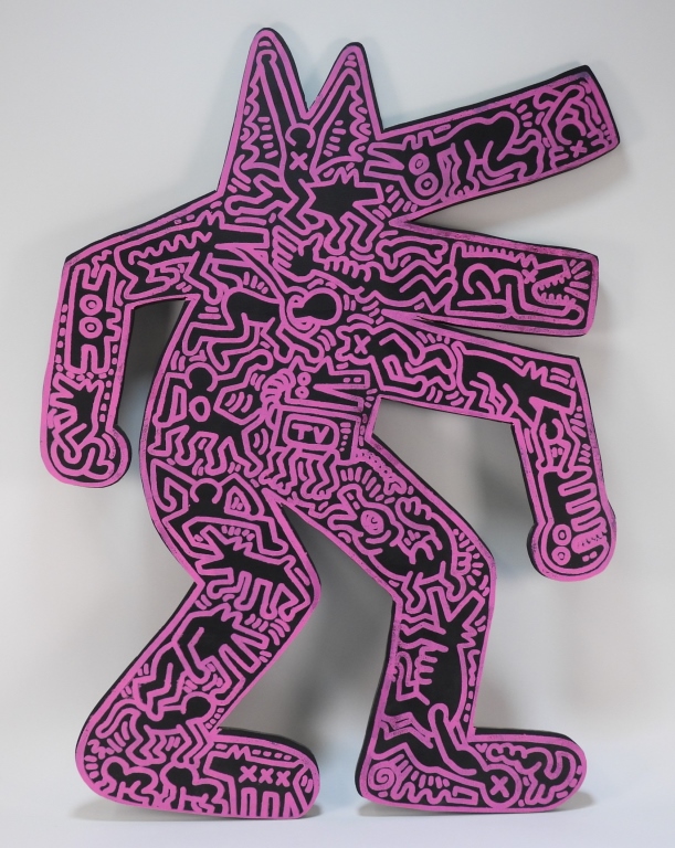 Appraisal: ATTR KEITH HARING BARKING DOG PLYWOOD SCULPTURE New York -