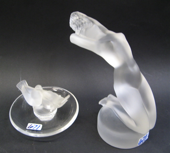 Appraisal: TWO FRENCH LALIQUE OPAQUE ART CRYSTAL FIGURES One a figure