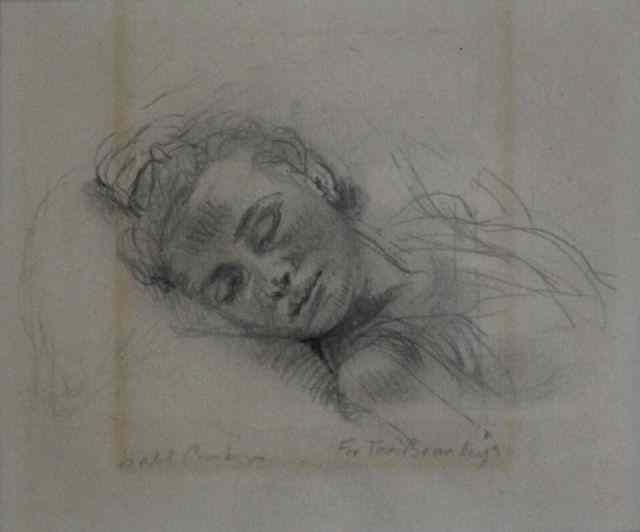 Appraisal: BISHOP Isabel Pencil on Paper of Sleeping Woman Signed lower