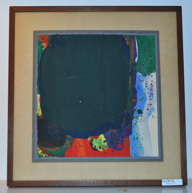 Appraisal: Abstract Acrylic Painting on Paper signed illegibly dated ' Frame