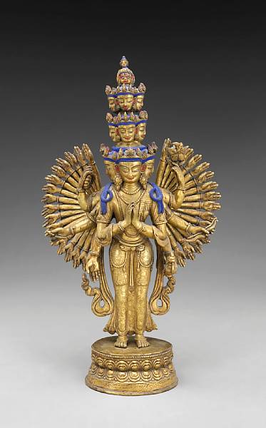 Appraisal: A Sino-Tibetan gilt bronze figure of Avalokitesvara th th Century