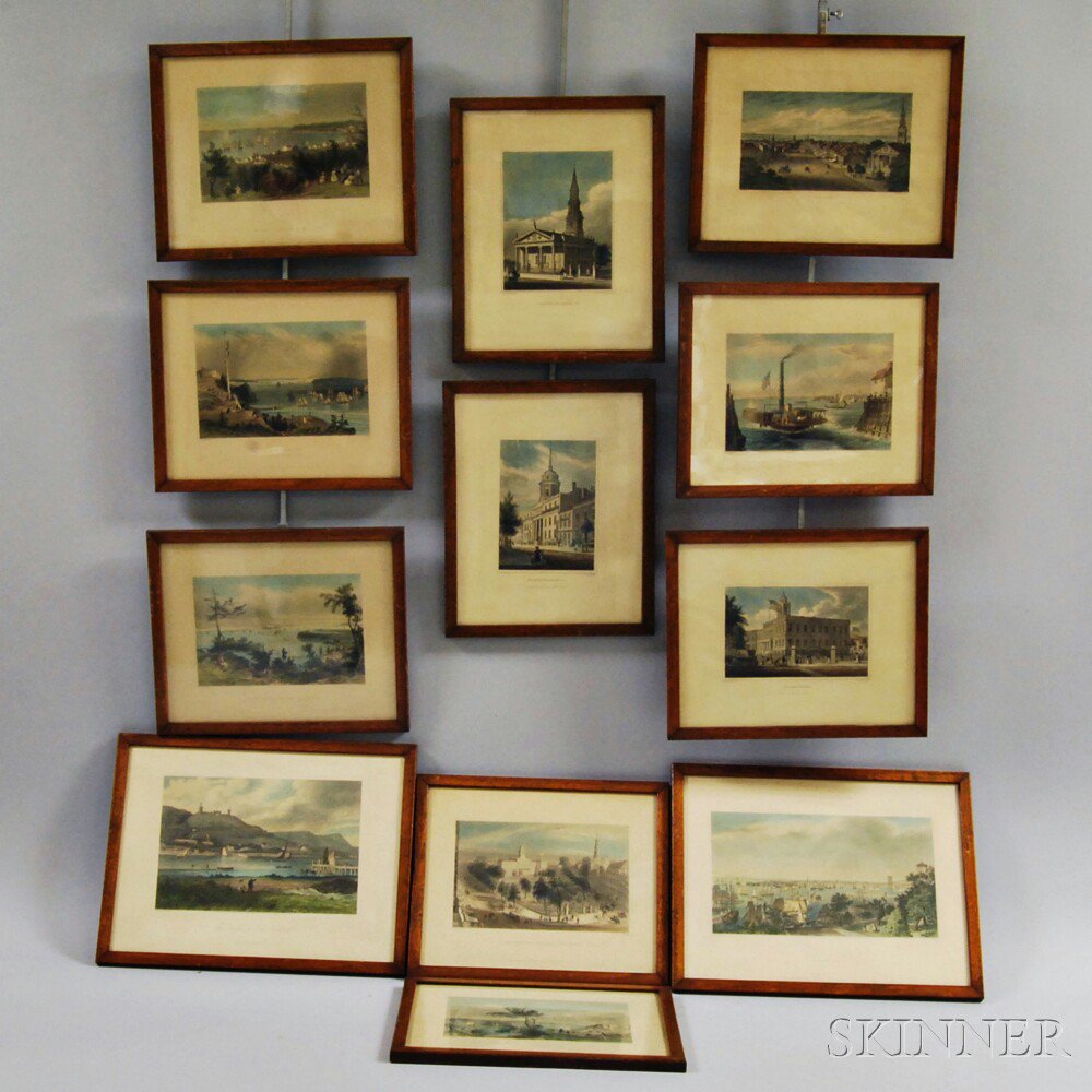 Appraisal: Twelve Framed and Hand-colored Bartlett Prints View of New York