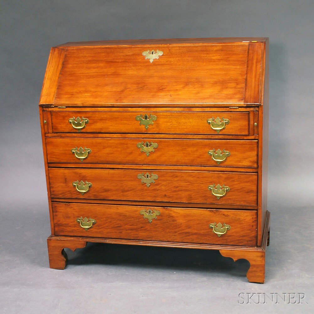 Appraisal: Chippendale Birch Slant-lid Desk New England late th century fitted