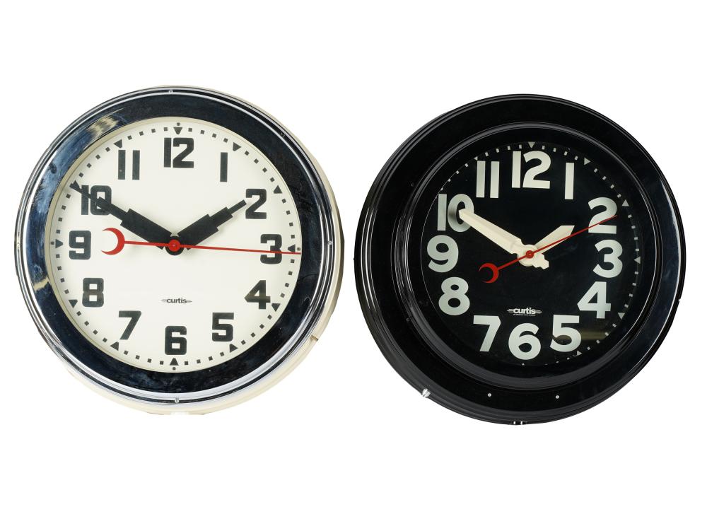 Appraisal: TWO ASSORTED CURTIS WALL CLOCKSone white one black each inches