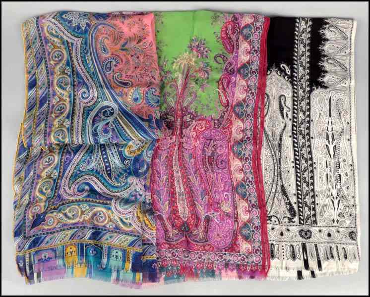 Appraisal: TWO ETRO SILK SCARVES Together with an Etro wool and