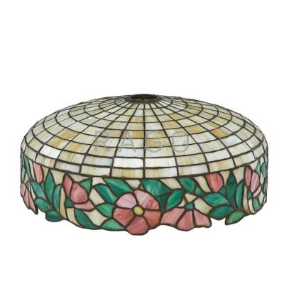 Appraisal: LEADED GLASS SHADE Floral decorated border th c dia Condition