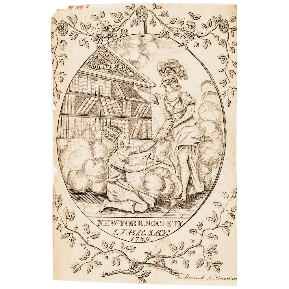 Appraisal: New York Society Library Bookplate Designed and Engraved by Peter