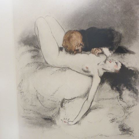 Appraisal: Louis Icart drypoint etching erotic series man woman image area