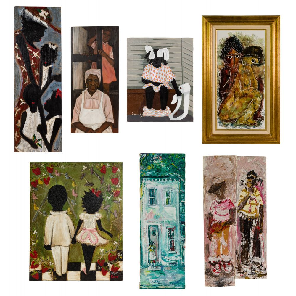 Appraisal: OIL PAINTING ASSORTMENT figural depictions including an oil on low-relief