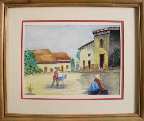 Appraisal: Oil on board Mexican street scene x together with a