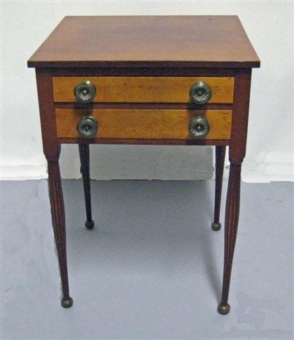 Appraisal: Federal cherry and bird's-eye maple two drawer work stand new