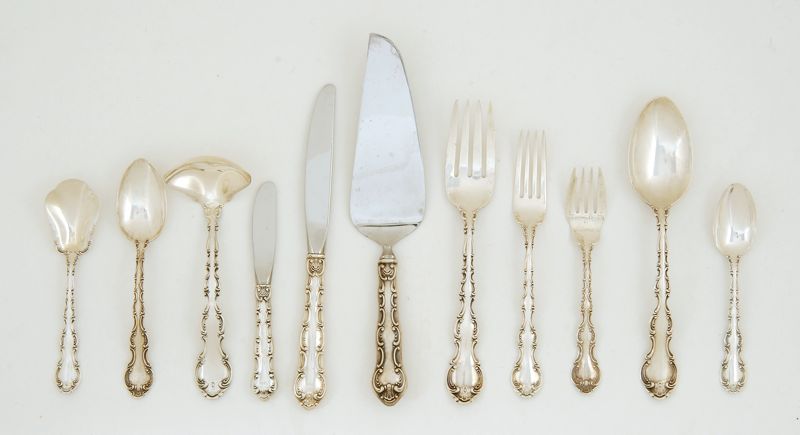 Appraisal: CASED GORHAM STERLING SILVER PARTIAL FLATWARE SERVICE In the Strasbourg