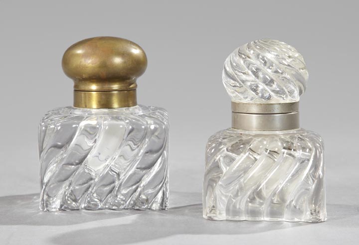 Appraisal: Group of Two Belle Epoque Cannele Glass Inkwells first quarter