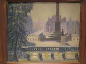 Appraisal: A de Selincourt British - 'Trafalgar Square at Dawn' Oil