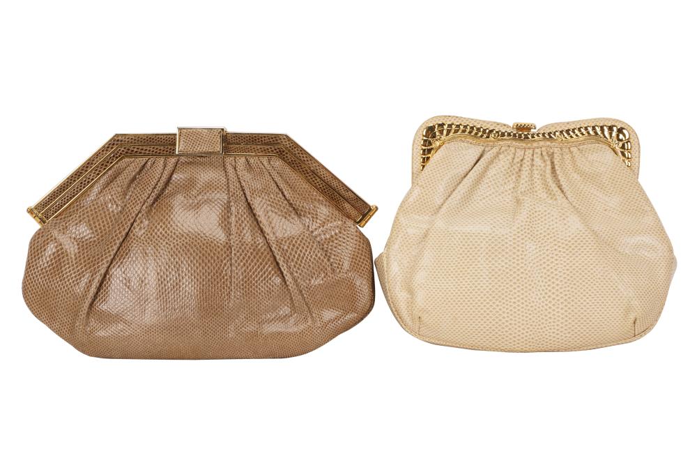 Appraisal: TWO JUDITH LEIBER EXOTIC SKIN BAGSthe tan lizard with shoulder