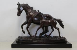 Appraisal: NEWMARK Marilyn Bronze Sculpture Double Time Bronze with dark brown