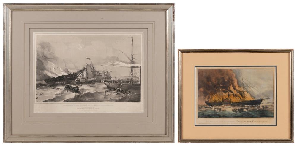 Appraisal: TWO MARITIME PRINTS TH CENTURY LARGEST FRAME X TWO MARITIME