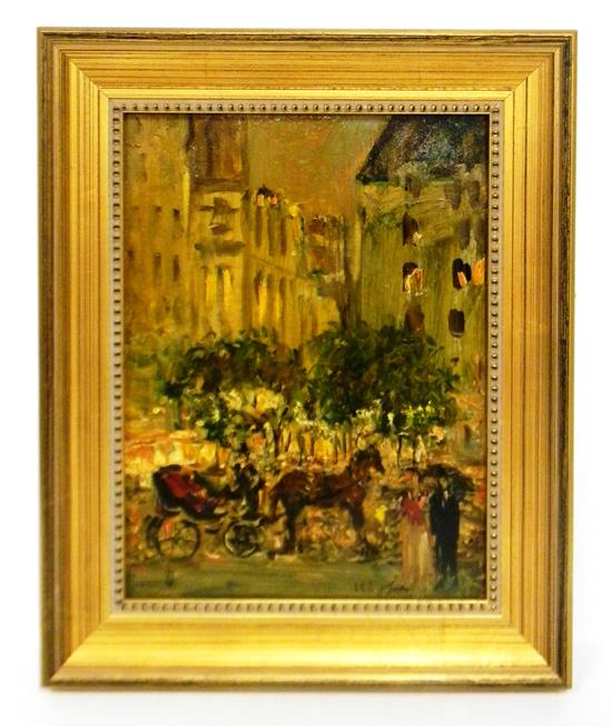 Appraisal: Vladimir Lebedov Russian-American - urban nocturne oil on Masonite depicting