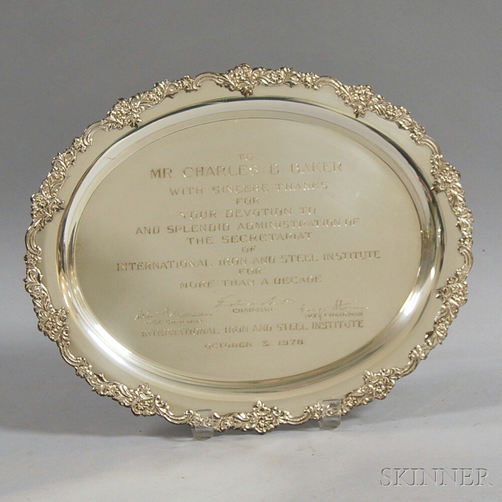 Appraisal: Japanese Sterling Silver Presentation Tray marked Miyakatsu to back the