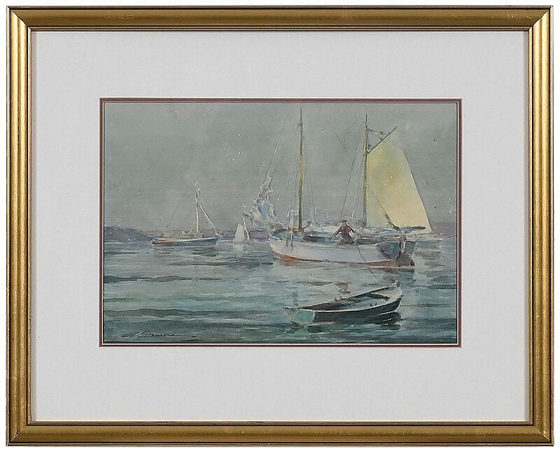 Appraisal: American School th century st century Sailboats indistinctly signed lower