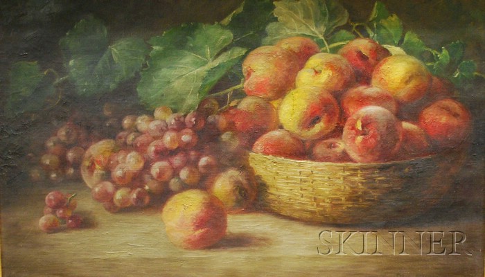 Appraisal: Exene Meyersahm Oil on Canvas Still Life Depicting Grapes and