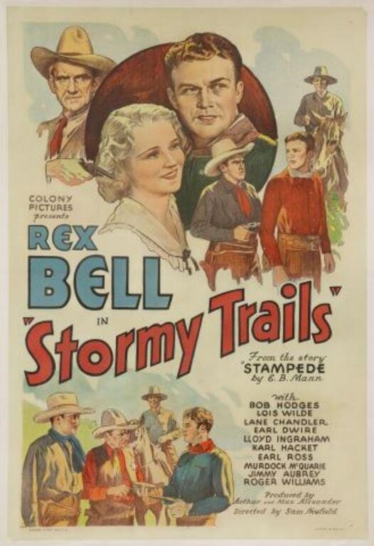 Appraisal: Stormy Trails movie poster starring Rex Bell for Colony Pictures