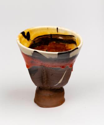 Appraisal: Simon Carroll - An earthenware tea bowl with coloured glazes